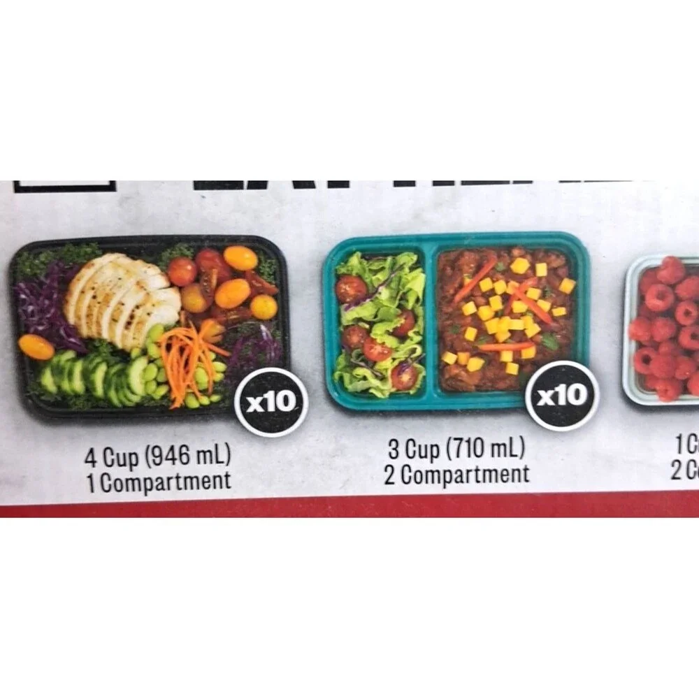 Prep 60-Piece Meal Prep Kit - Reusable Food Containers New BPA Free Pack Lunch